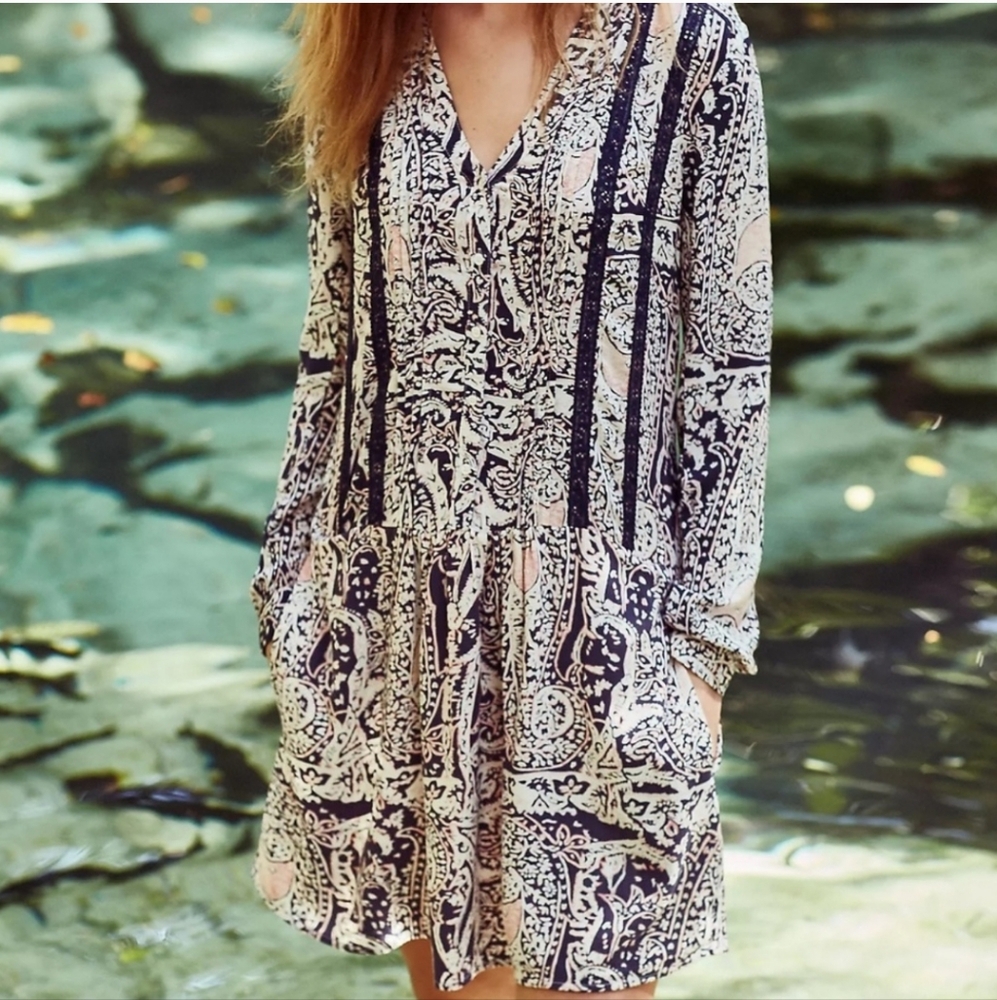 Anthropologie Tiny Caviana Printed Shirt Dress Large